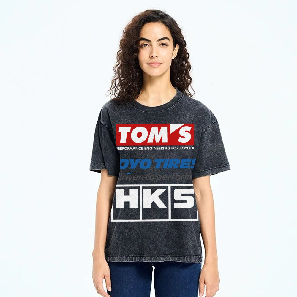 Tom's, Toyo Tires, HKS Vintage Wash Japanese Design T-Shirt