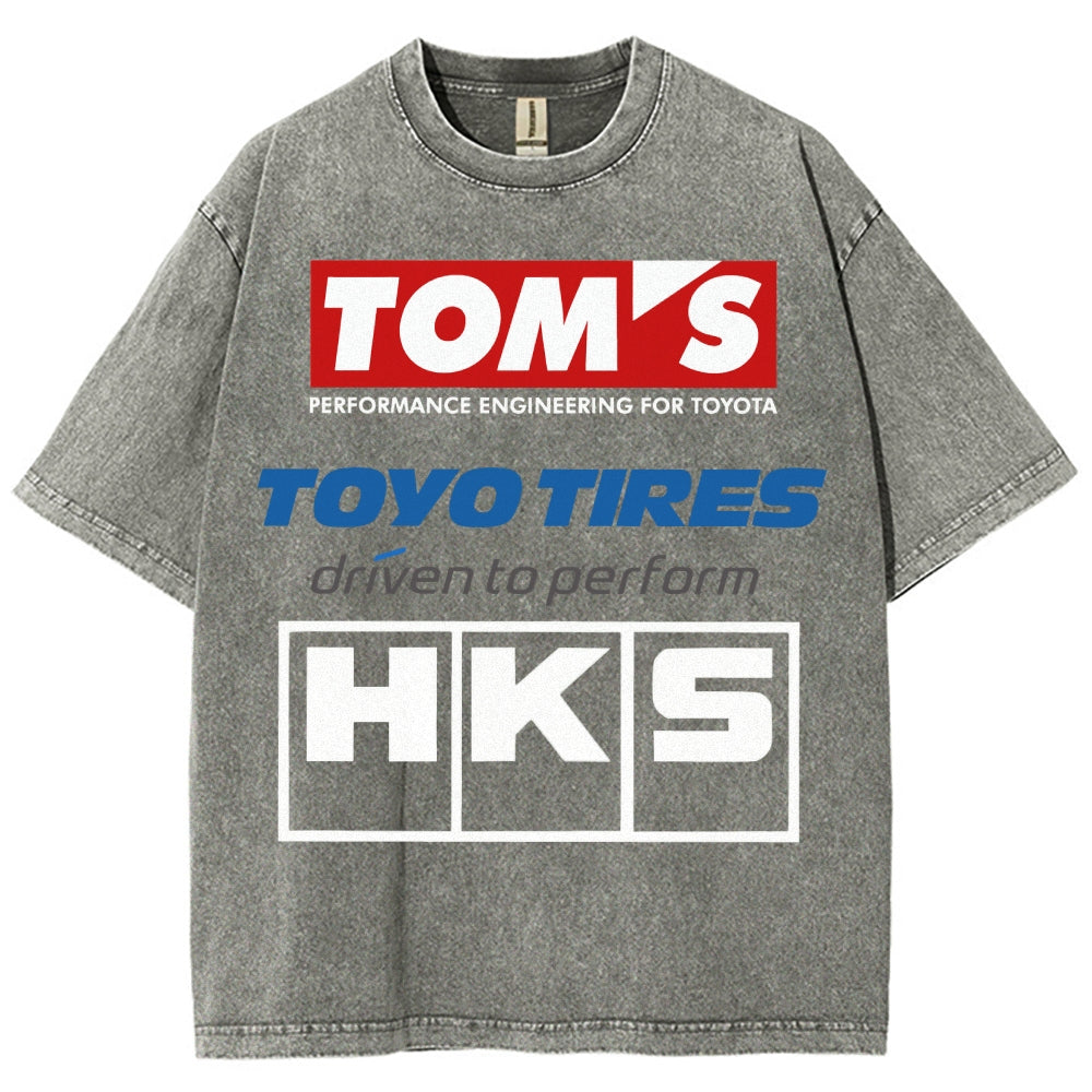 Tom's, Toyo Tires, HKS Vintage Wash Japanese Design T-Shirt