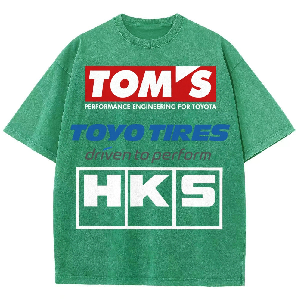 Tom's, Toyo Tires, HKS Vintage Wash Japanese Design T-Shirt