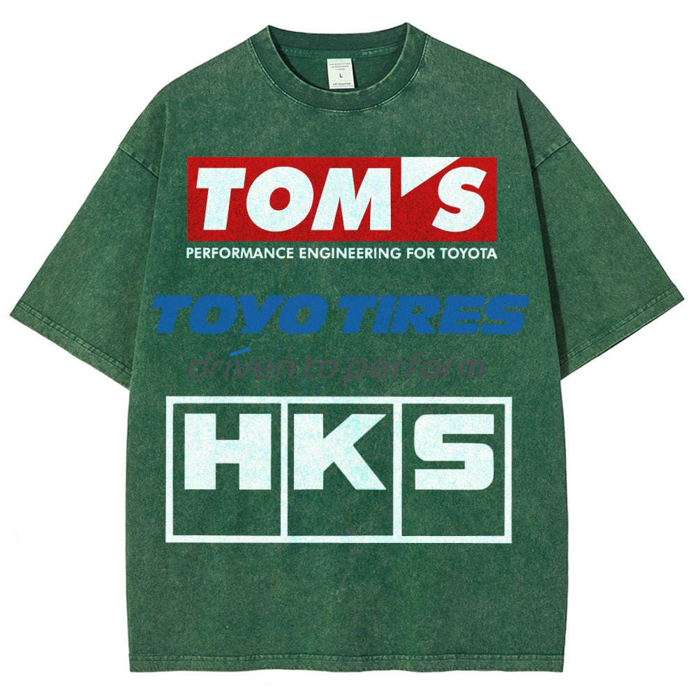 Tom's, Toyo Tires, HKS Vintage Wash Japanese Design T-Shirt