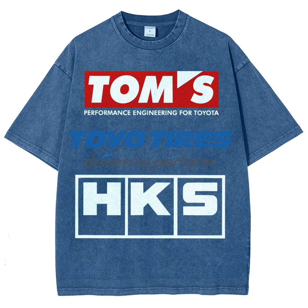Tom's, Toyo Tires, HKS Vintage Wash Japanese Design T-Shirt