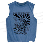Unisex Noon Day Sun Tiger Printed Washed Tank Top