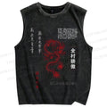 Unisex Dragon Printed Washed Tank Top