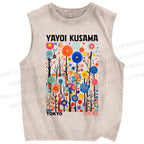 Unisex Yayoi Kusama Forest Printed Washed Tank Top
