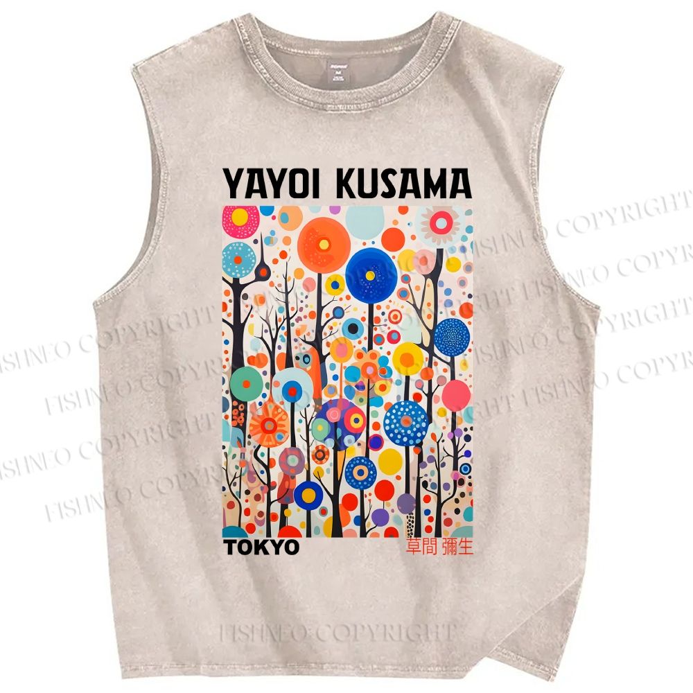 Unisex Yayoi Kusama Forest Printed Washed Tank Top