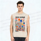 Unisex Yayoi Kusama Forest Printed Washed Tank Top