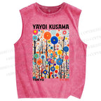 Unisex Yayoi Kusama Forest Printed Washed Tank Top