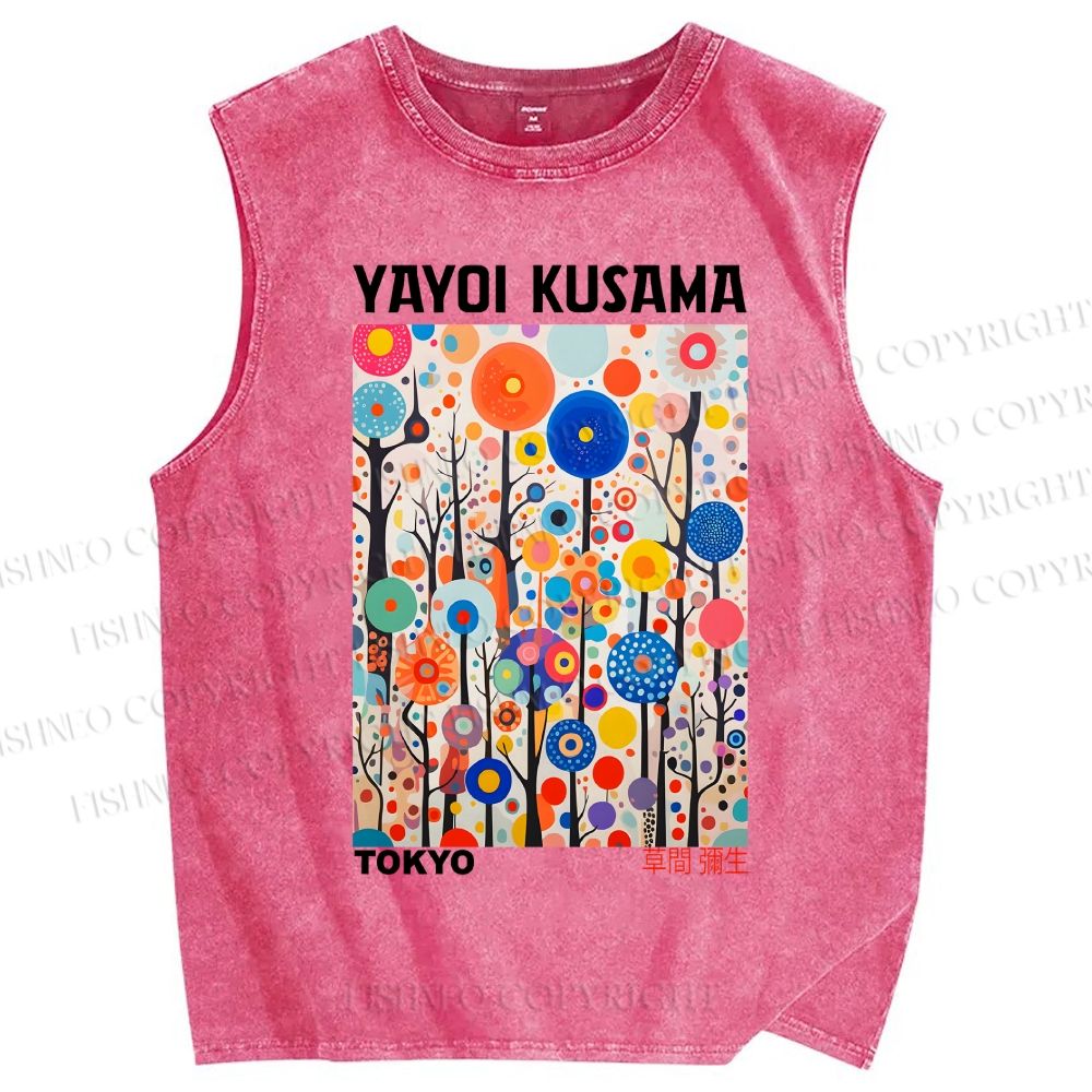 Unisex Yayoi Kusama Forest Printed Washed Tank Top