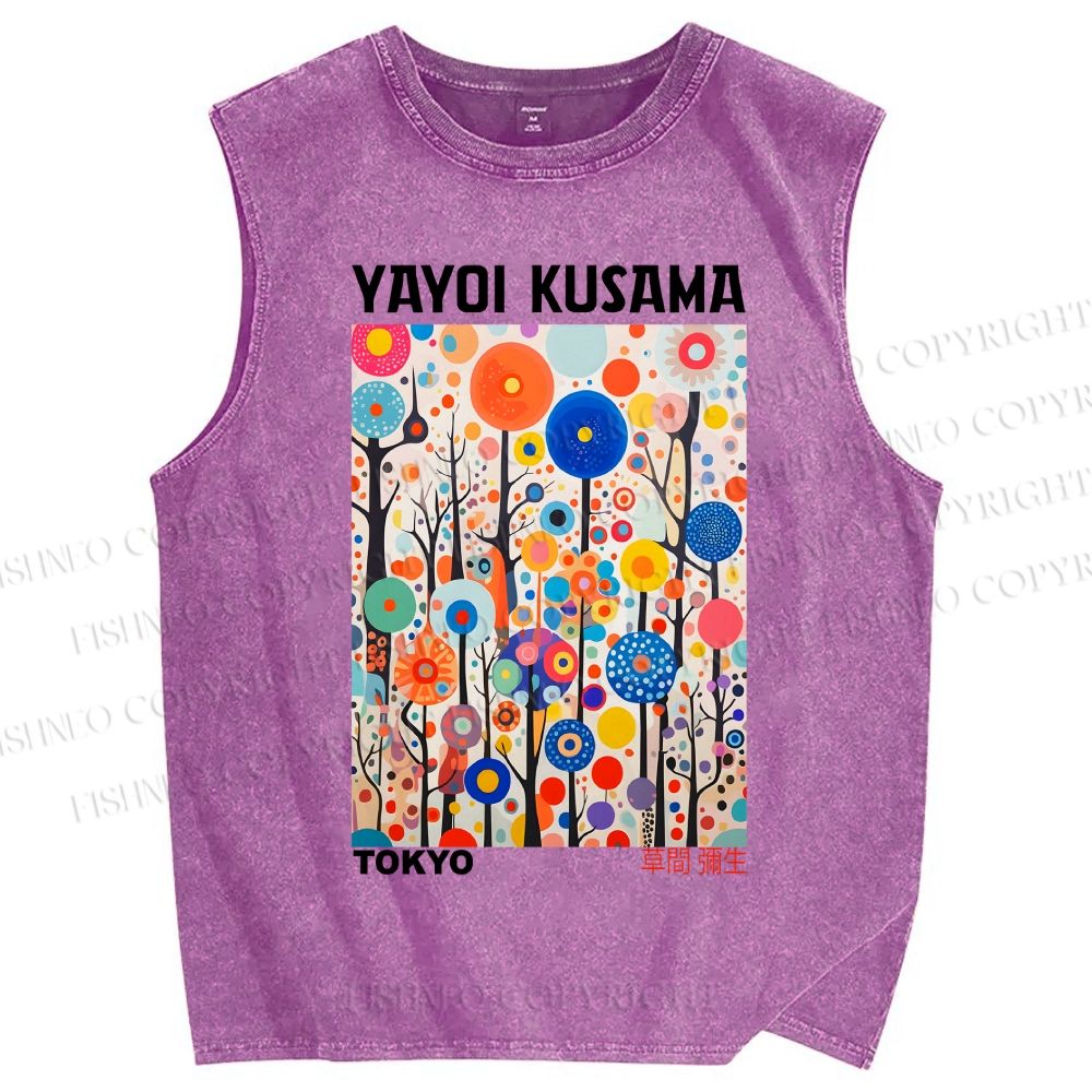 Unisex Yayoi Kusama Forest Printed Washed Tank Top