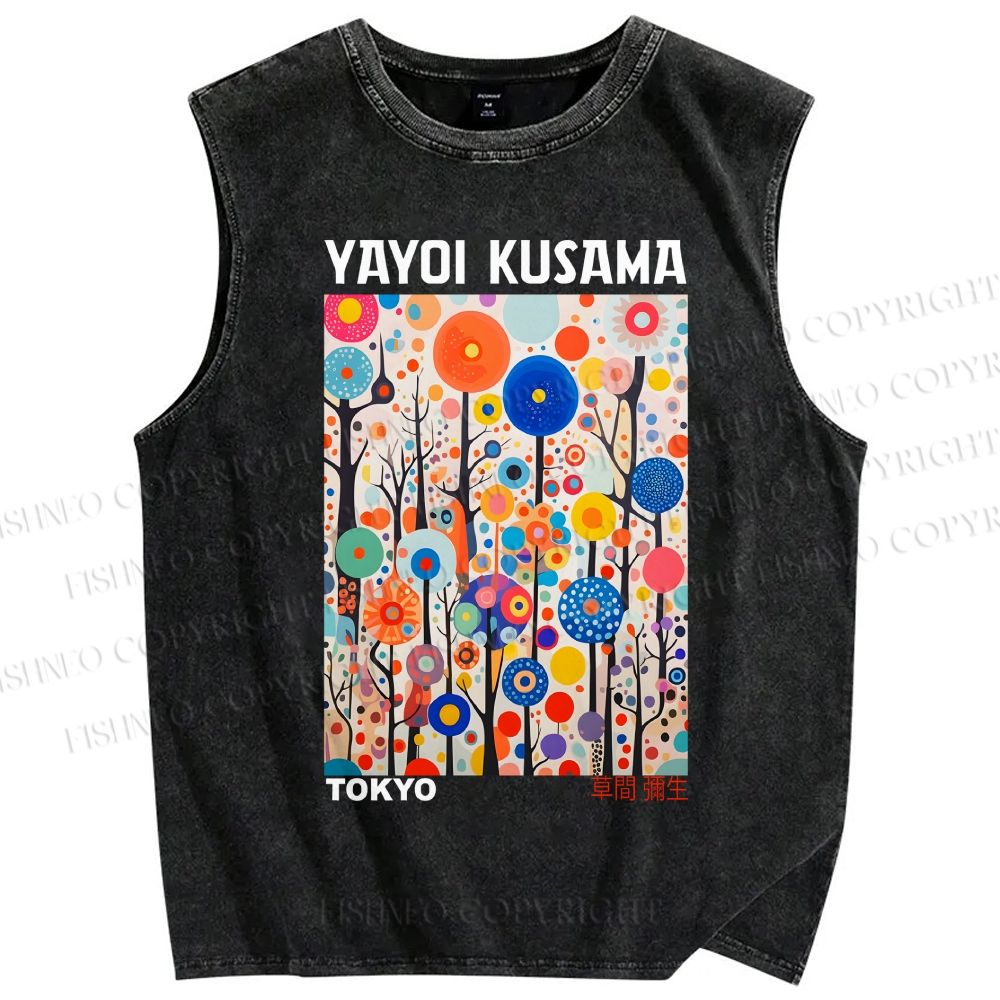 Unisex Yayoi Kusama Forest Printed Washed Tank Top