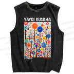 Unisex Yayoi Kusama Forest Printed Washed Tank Top