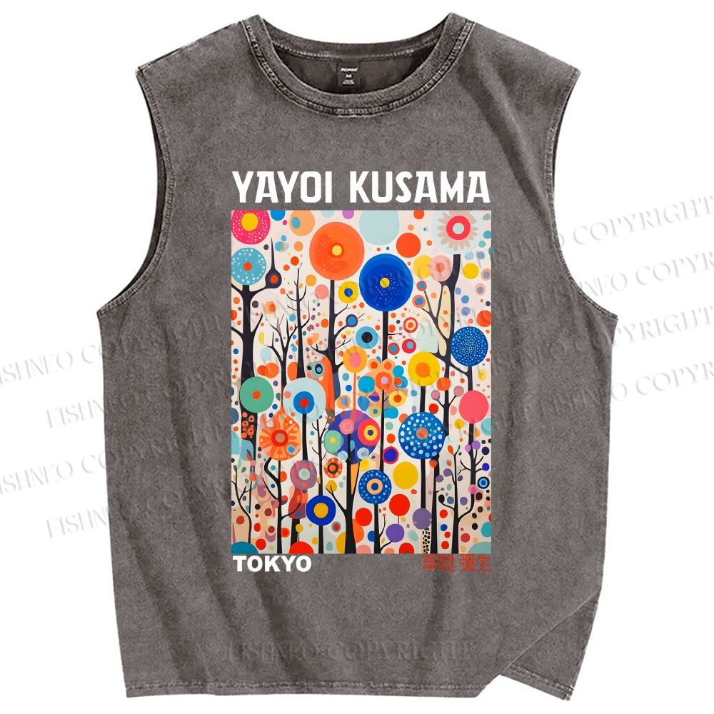 Unisex Yayoi Kusama Forest Printed Washed Tank Top
