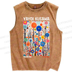 Unisex Yayoi Kusama Forest Printed Washed Tank Top