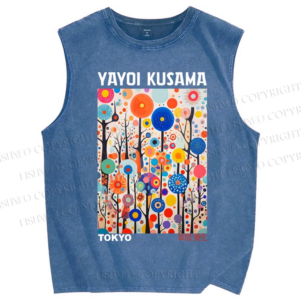 Unisex Yayoi Kusama Forest Printed Washed Tank Top