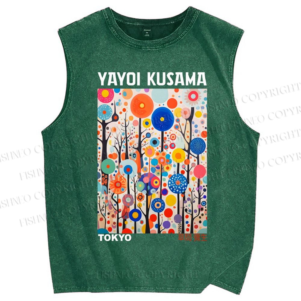Unisex Yayoi Kusama Forest Printed Washed Tank Top