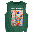 Unisex Yayoi Kusama Forest Printed Washed Tank Top