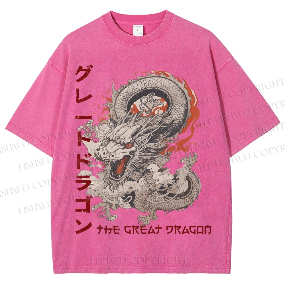 Unisex The Great Dragon Printed Washed Tee