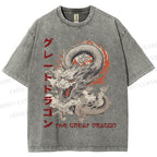 Unisex The Great Dragon Printed Washed Tee