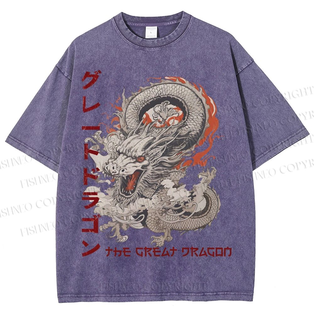 Unisex The Great Dragon Printed Washed Tee