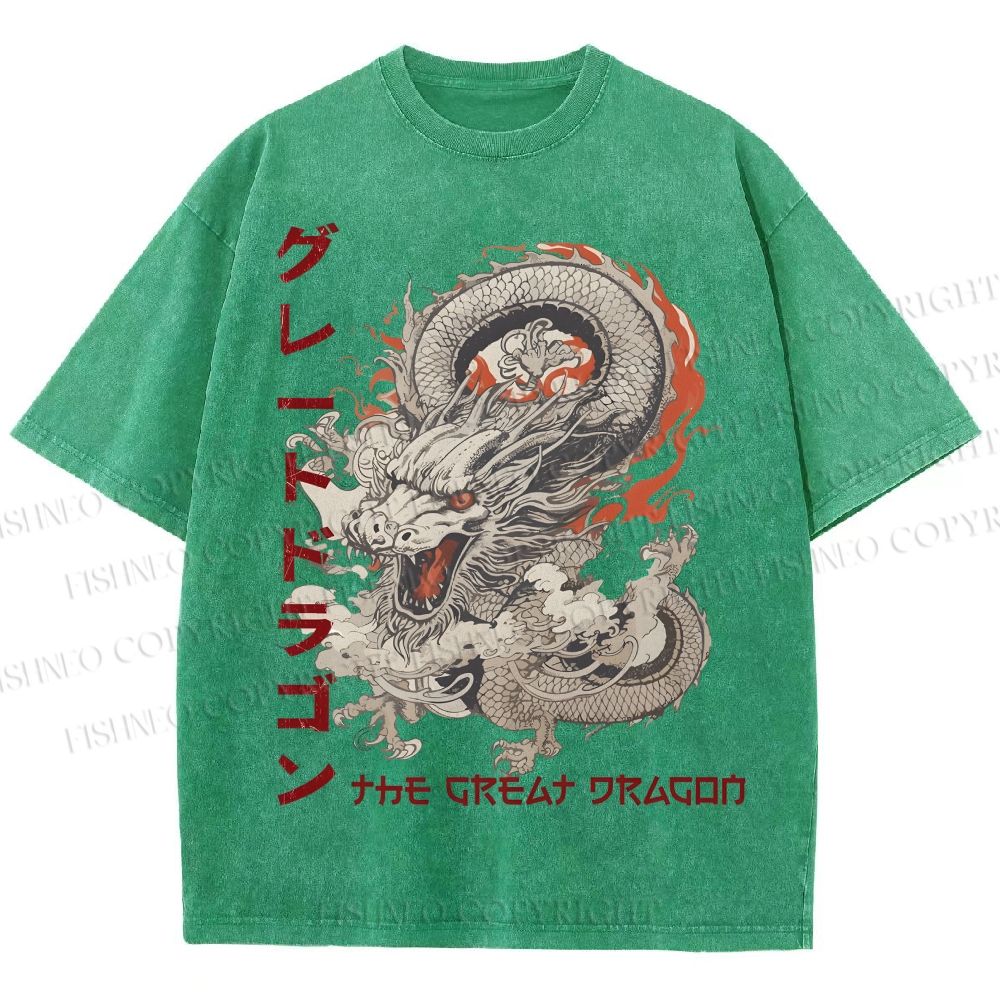 Unisex The Great Dragon Printed Washed Tee