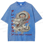 Unisex The Great Dragon Printed Washed Tee