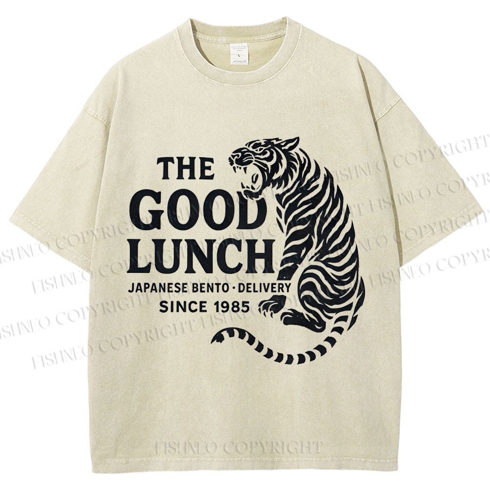 Unisex The Good Lunch Of Tiger Printed Washed Tee