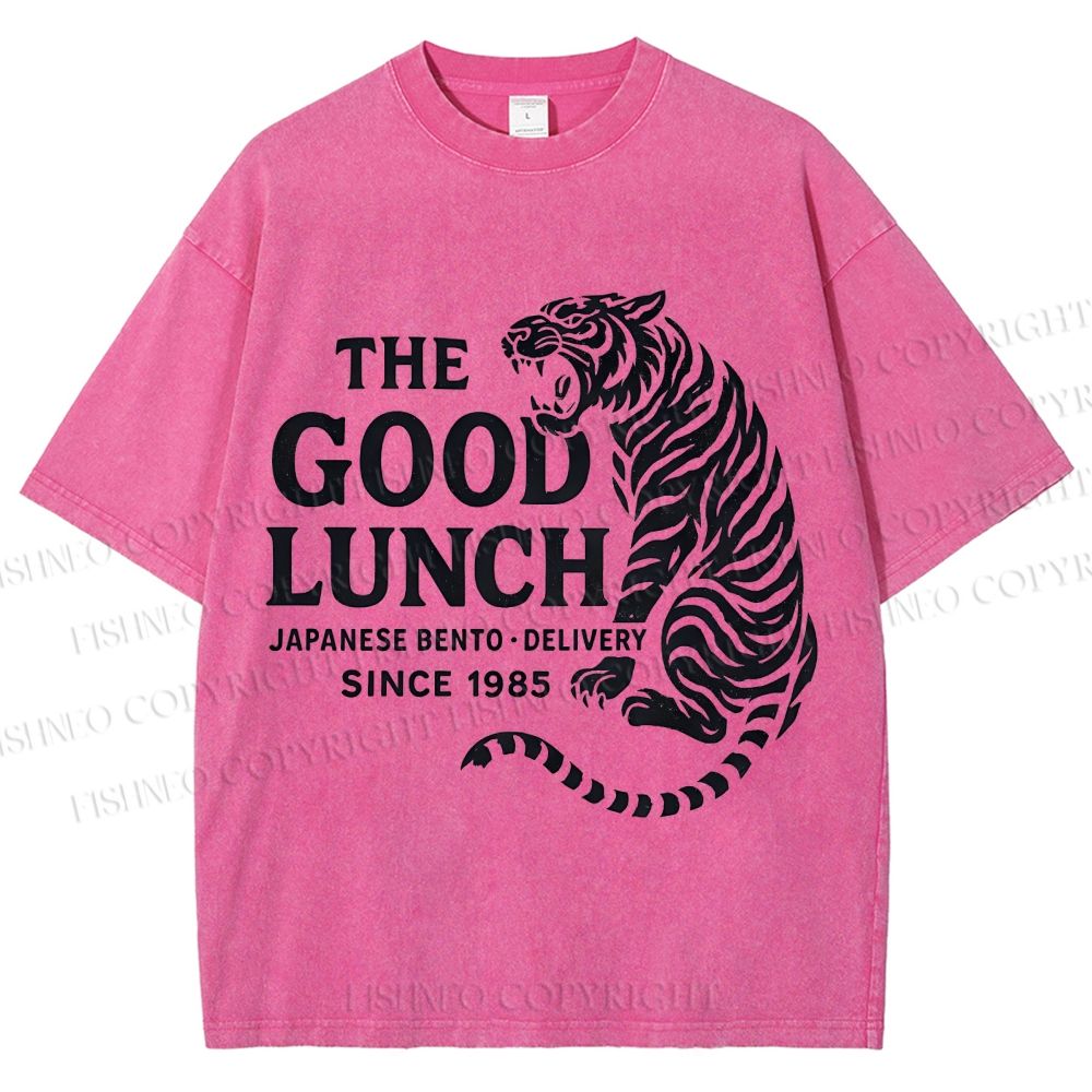 Unisex The Good Lunch Of Tiger Printed Washed Tee