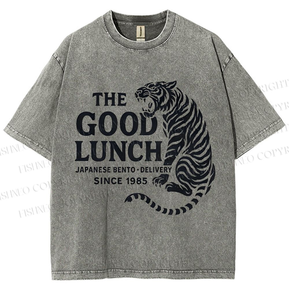 Unisex The Good Lunch Of Tiger Printed Washed Tee