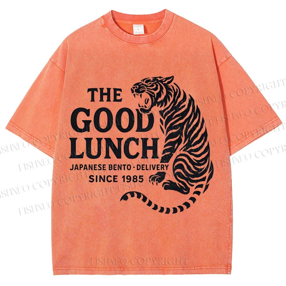 Unisex The Good Lunch Of Tiger Printed Washed Tee