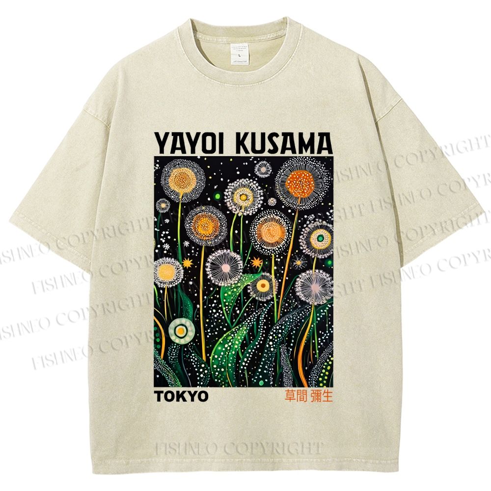 Unisex Yayoi Kusama Dandelion Printed Washed Tee