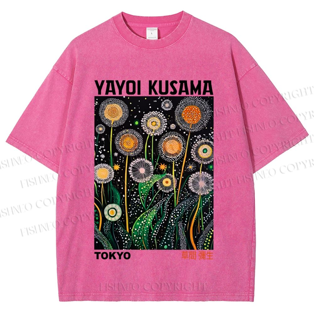 Unisex Yayoi Kusama Dandelion Printed Washed Tee