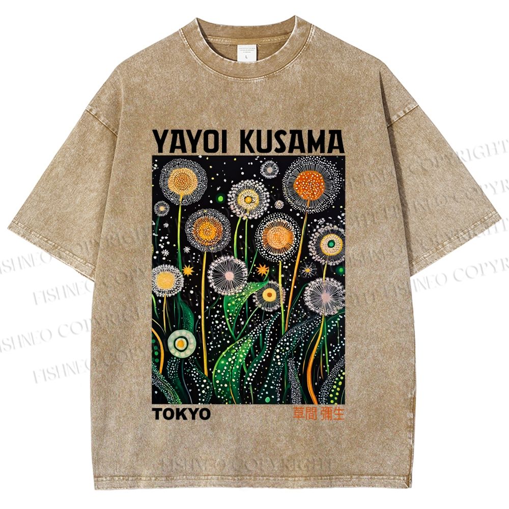 Unisex Yayoi Kusama Dandelion Printed Washed Tee