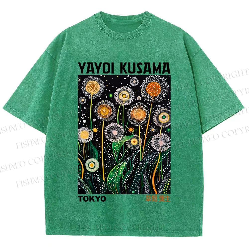 Unisex Yayoi Kusama Dandelion Printed Washed Tee