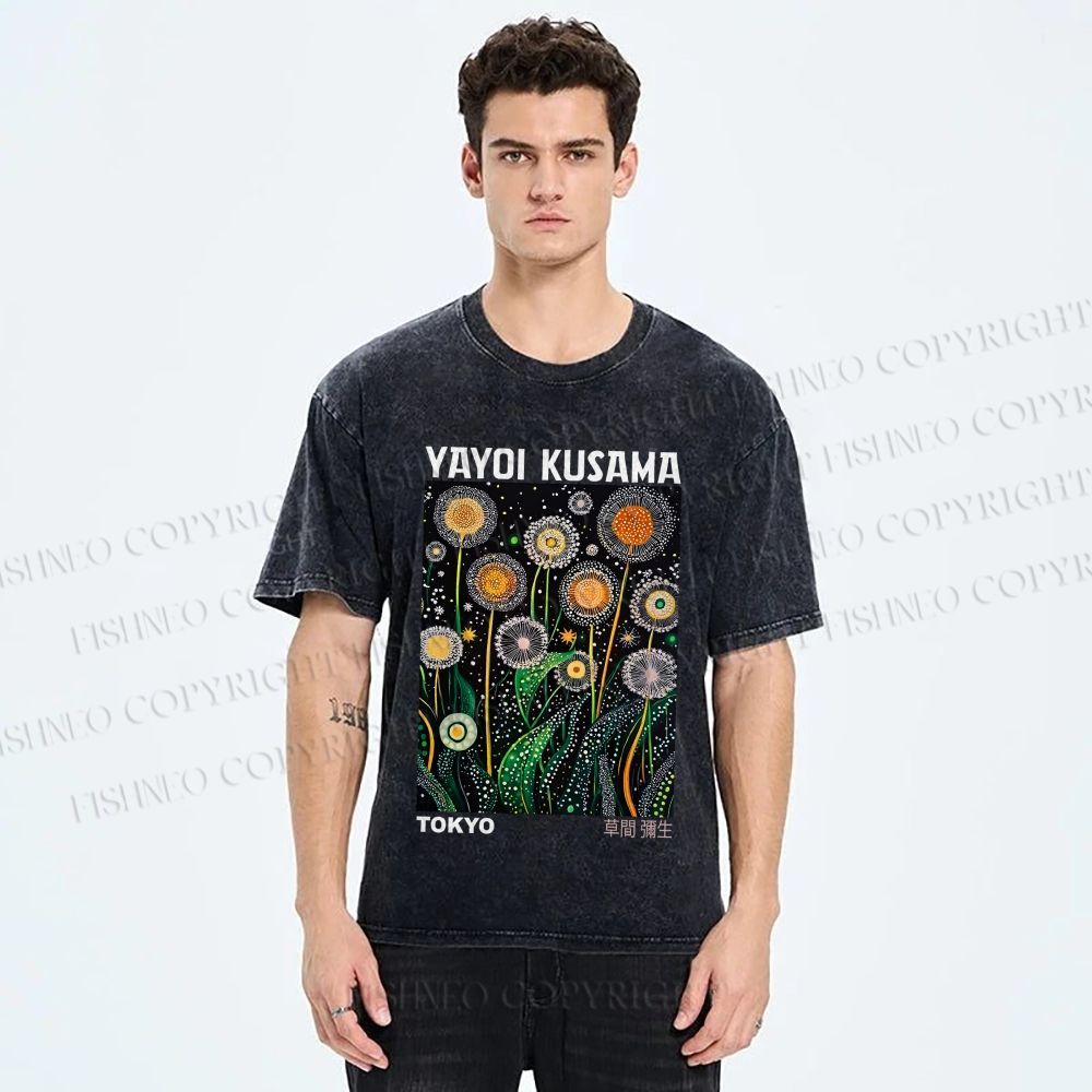 Unisex Yayoi Kusama Dandelion Printed Washed Tee