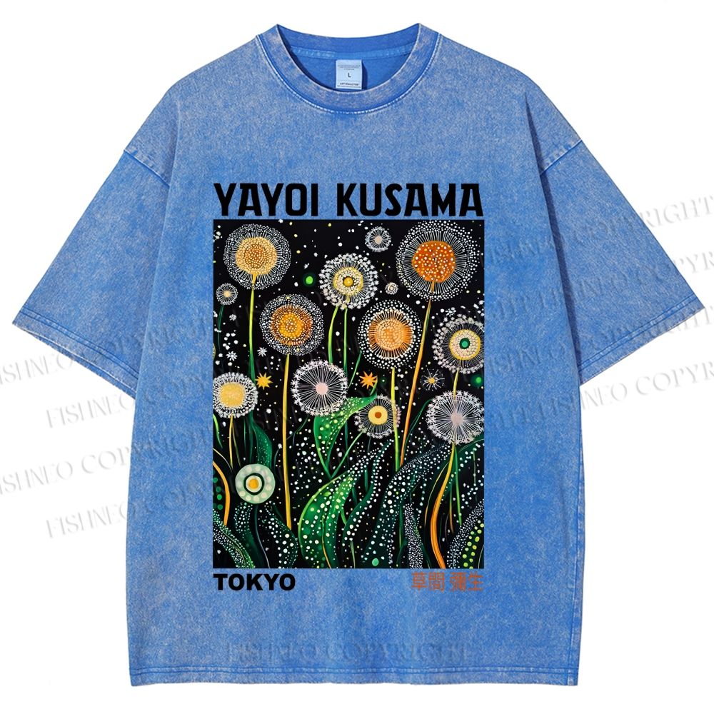 Unisex Yayoi Kusama Dandelion Printed Washed Tee