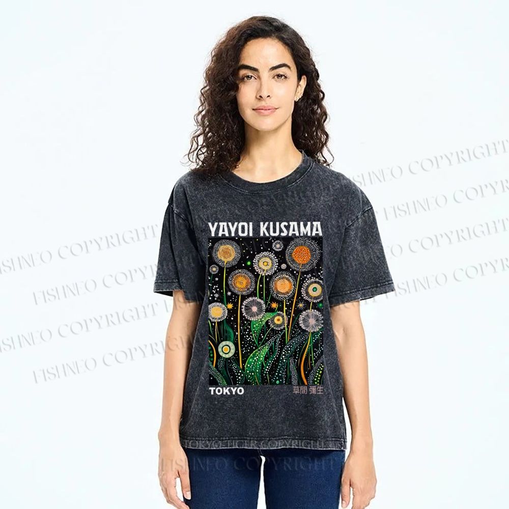 Unisex Yayoi Kusama Dandelion Printed Washed Tee