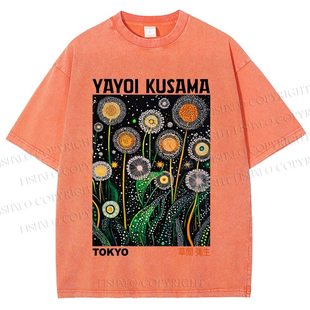 Unisex Yayoi Kusama Dandelion Printed Washed Tee