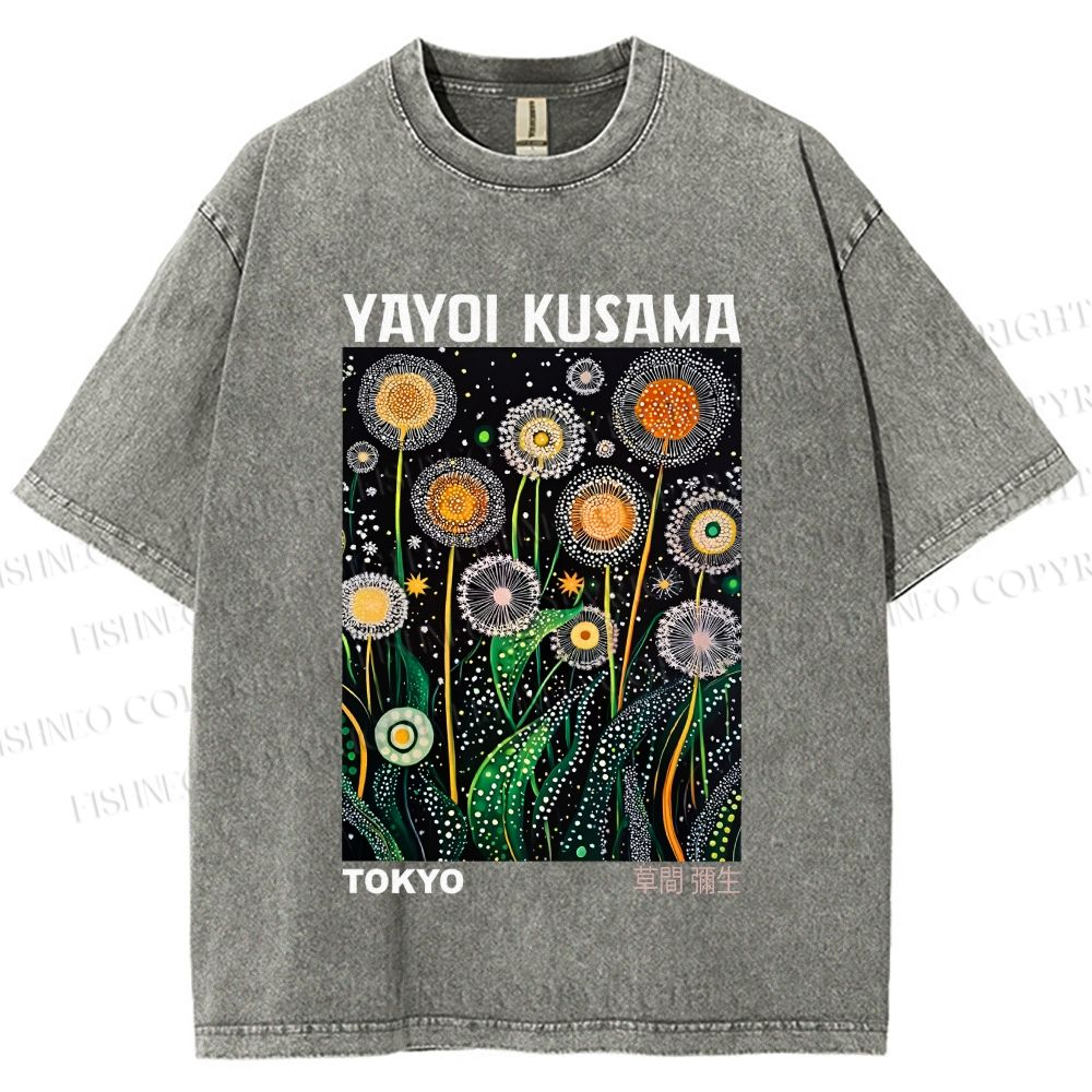 Unisex Yayoi Kusama Dandelion Printed Washed Tee