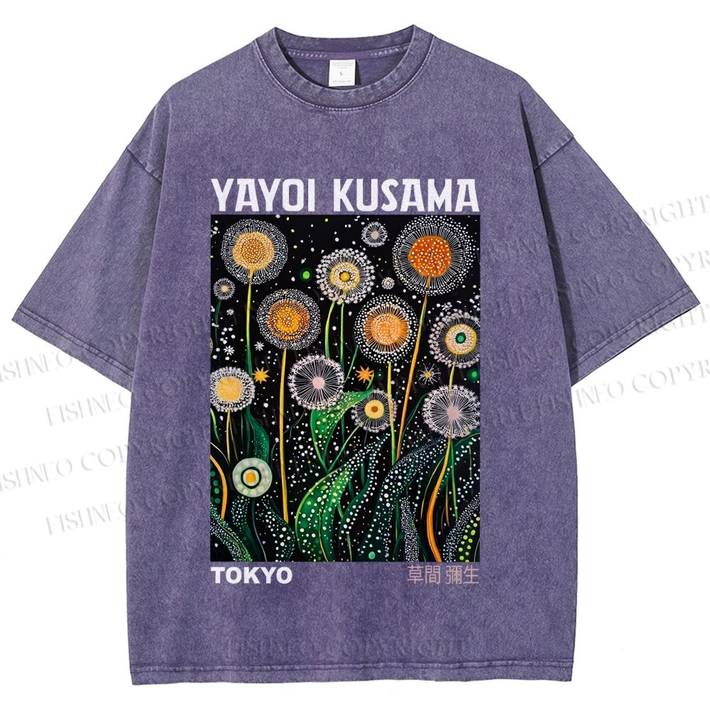Unisex Yayoi Kusama Dandelion Printed Washed Tee