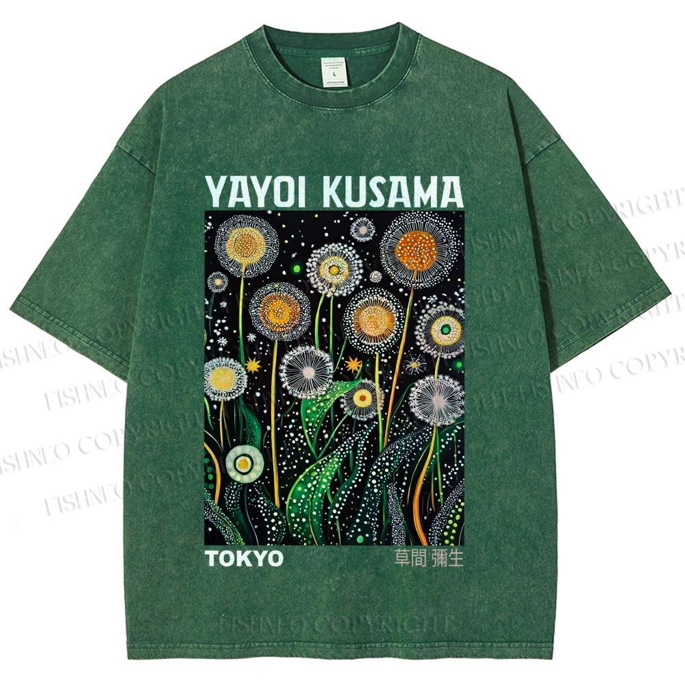 Unisex Yayoi Kusama Dandelion Printed Washed Tee