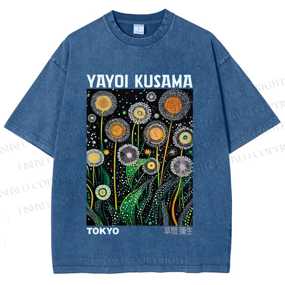 Unisex Yayoi Kusama Dandelion Printed Washed Tee