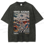 Unisex Yayoi Kusama Eiffel Tower Printed Washed Tee