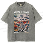 Unisex Yayoi Kusama Eiffel Tower Printed Washed Tee
