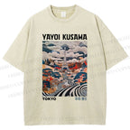 Unisex Yayoi Kusama Eiffel Tower Printed Washed Tee