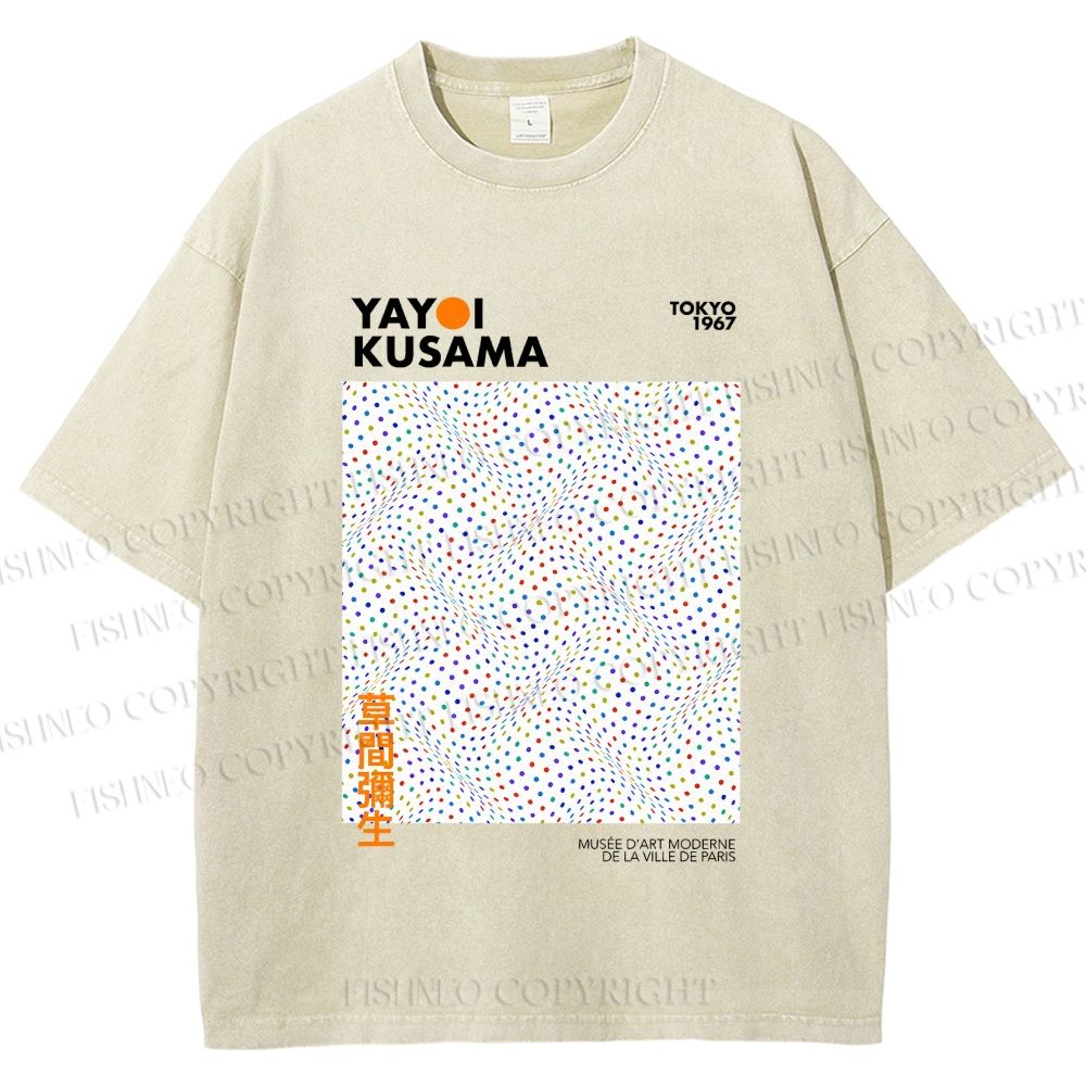 Unisex Yayoi Kusama 3D Polka Dots Printed Washed Tee