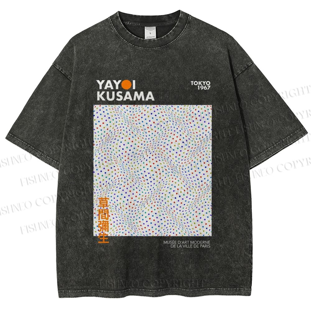 Unisex Yayoi Kusama 3D Polka Dots Printed Washed Tee
