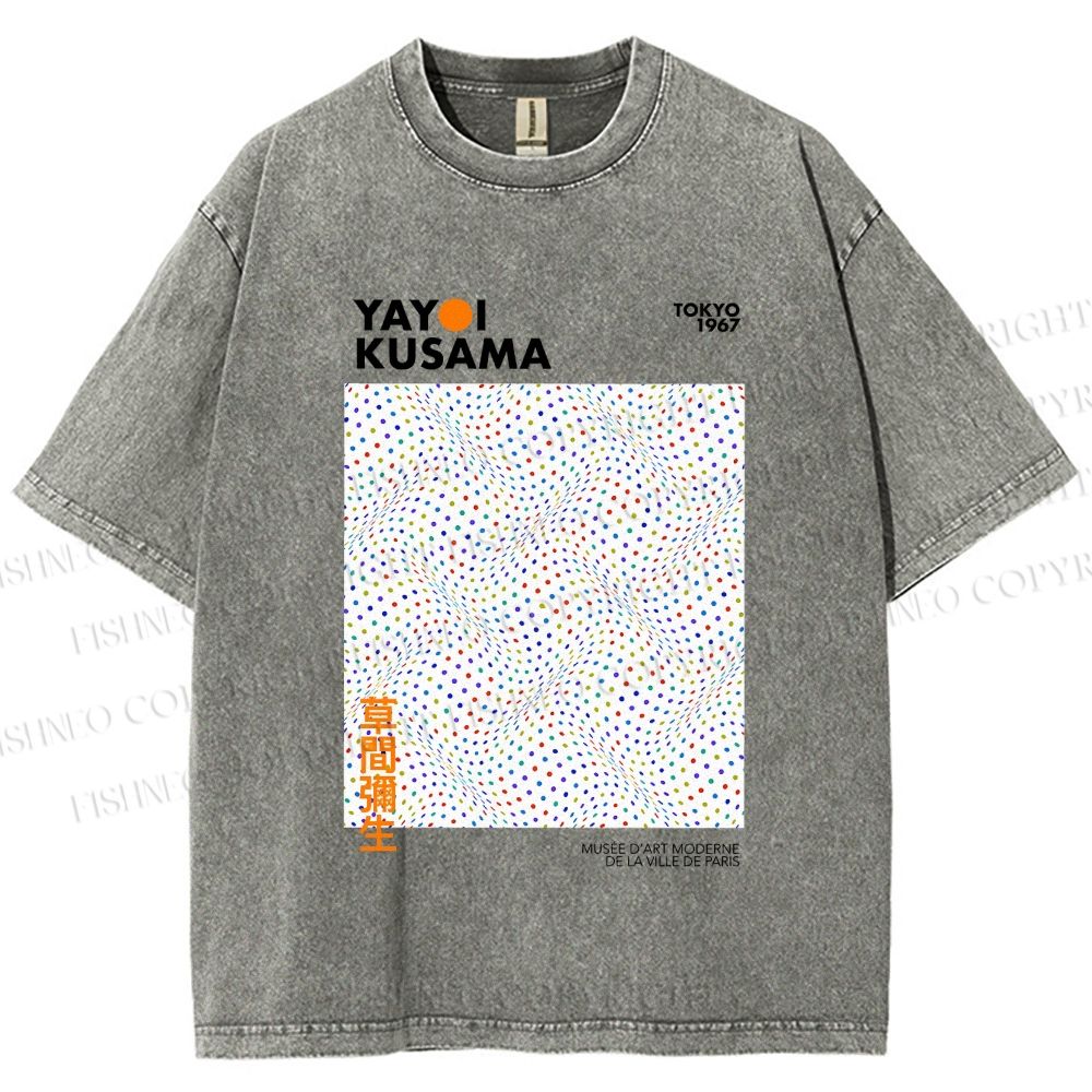 Unisex Yayoi Kusama 3D Polka Dots Printed Washed Tee