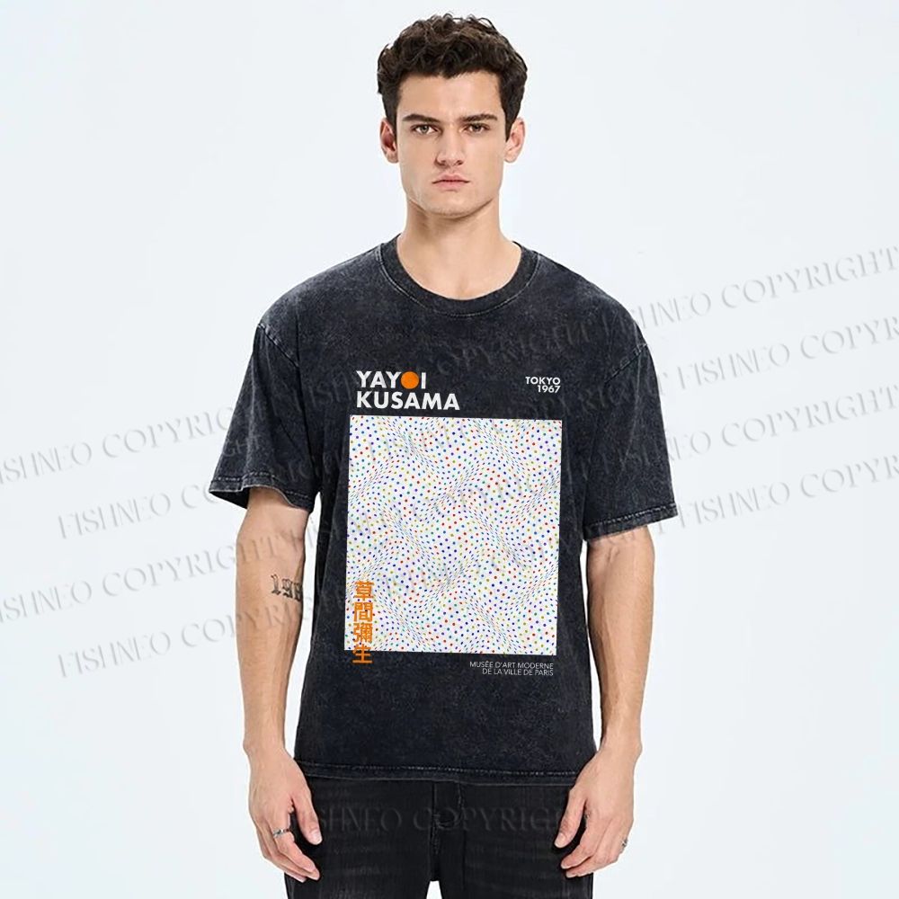 Unisex Yayoi Kusama 3D Polka Dots Printed Washed Tee