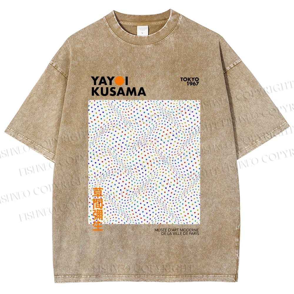 Unisex Yayoi Kusama 3D Polka Dots Printed Washed Tee