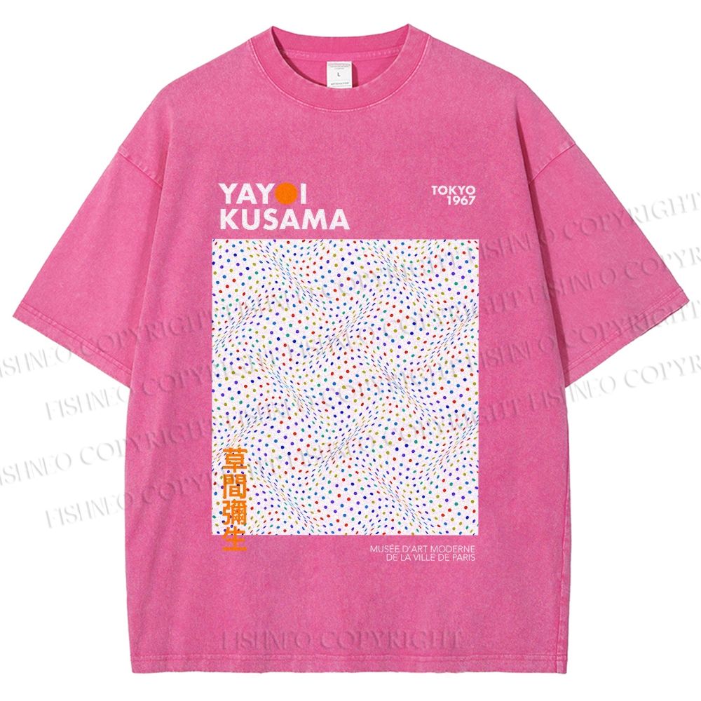 Unisex Yayoi Kusama 3D Polka Dots Printed Washed Tee